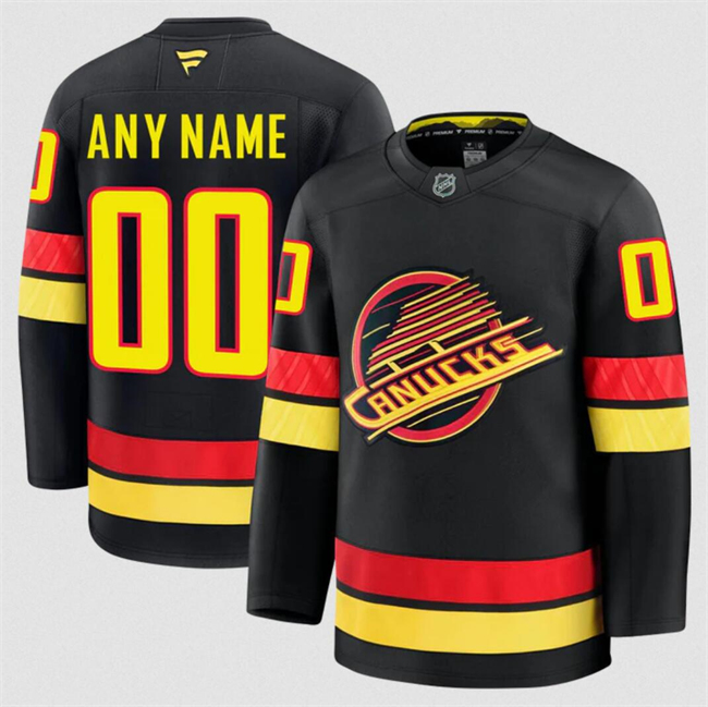Men's Black Vancouver Canucks Active Player Custom 2024-25 Alternate Stitched Hockey Jersey